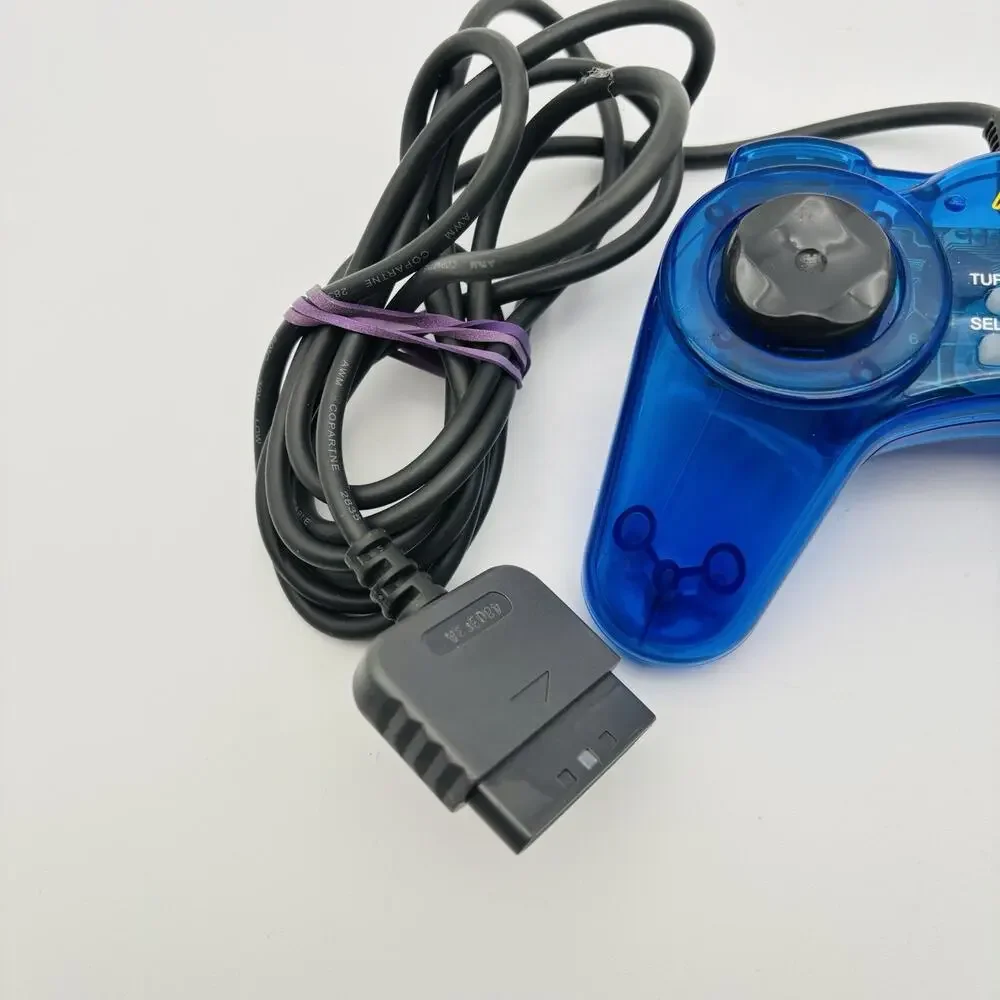 Madcatz Dual Force PS1 & PS2 Controller Clear Blue #8002 Tested Works.